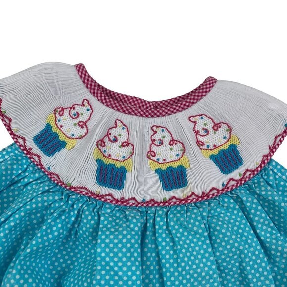 Banana Split Smocked Cupcakes/Birthday Bubble/One-Piece Infant Size 24 Months - Picture 2 of 6